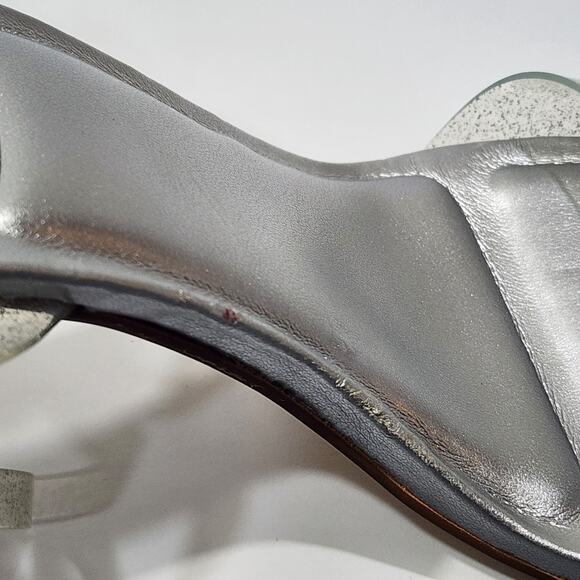 Marc Fisher Calisty Strappy High Heeled Sandals Ankle Strap Glitter Silver‎ Sz 8 - Picture 4 of 16